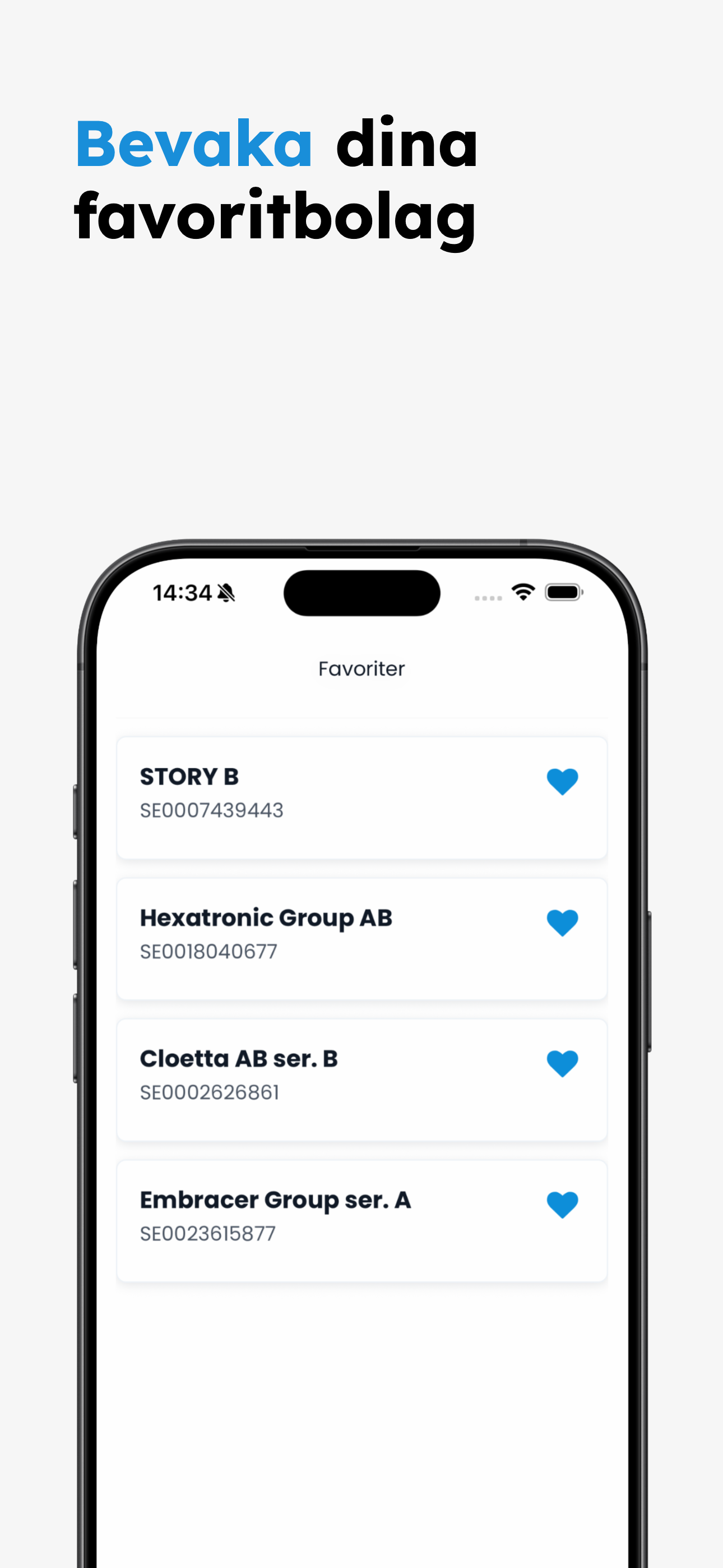 Insynskollen App Store screenshot — favorite companies